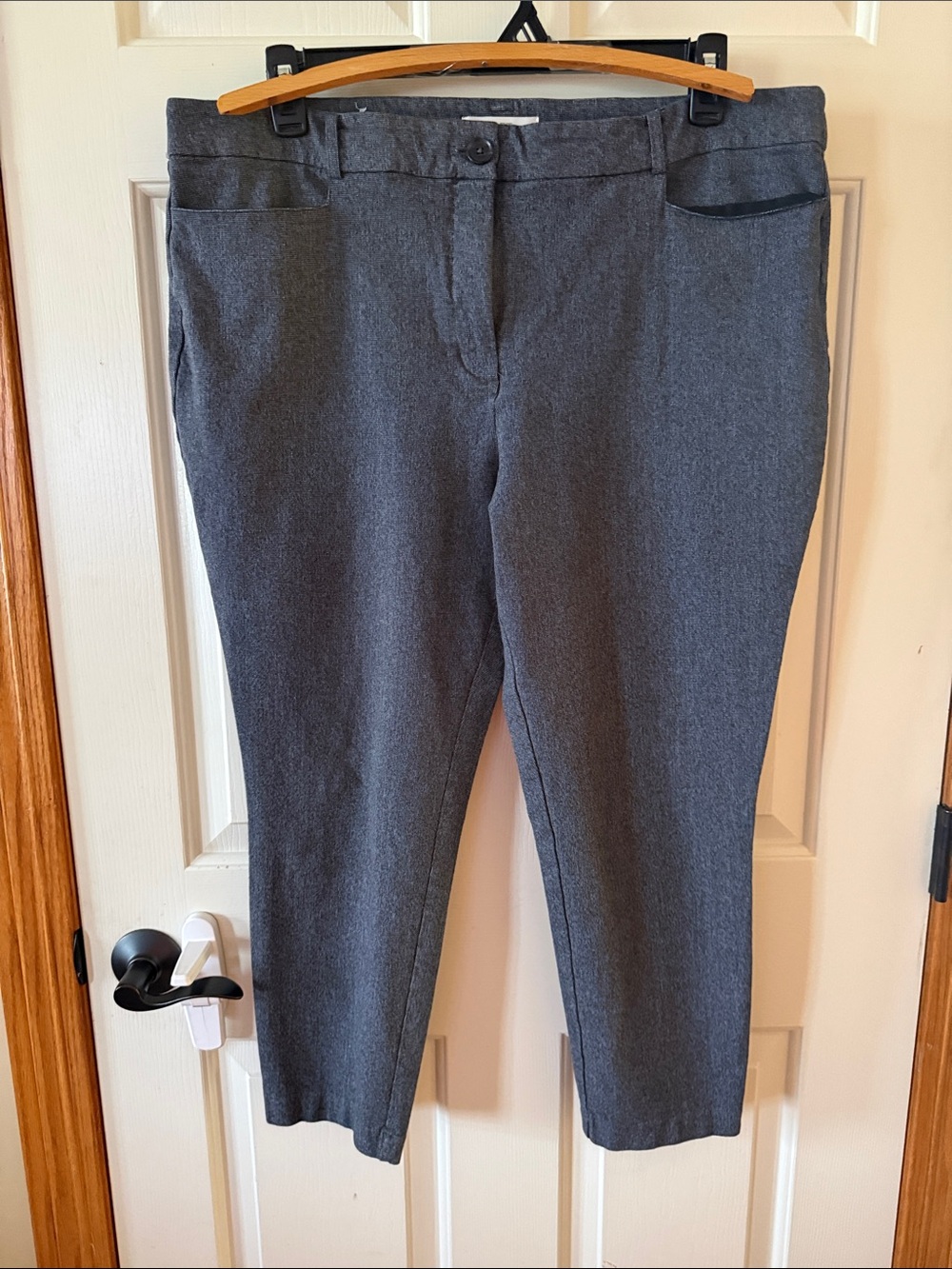 LOFT Charcoal Gray Straight-Leg Trousers